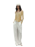 Relaxed Fit Linen Blend Wide-Leg Pants
