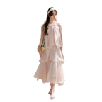 Chiffon Floral Halter Long Dress