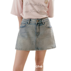 Shiny Denim A-line Skirt