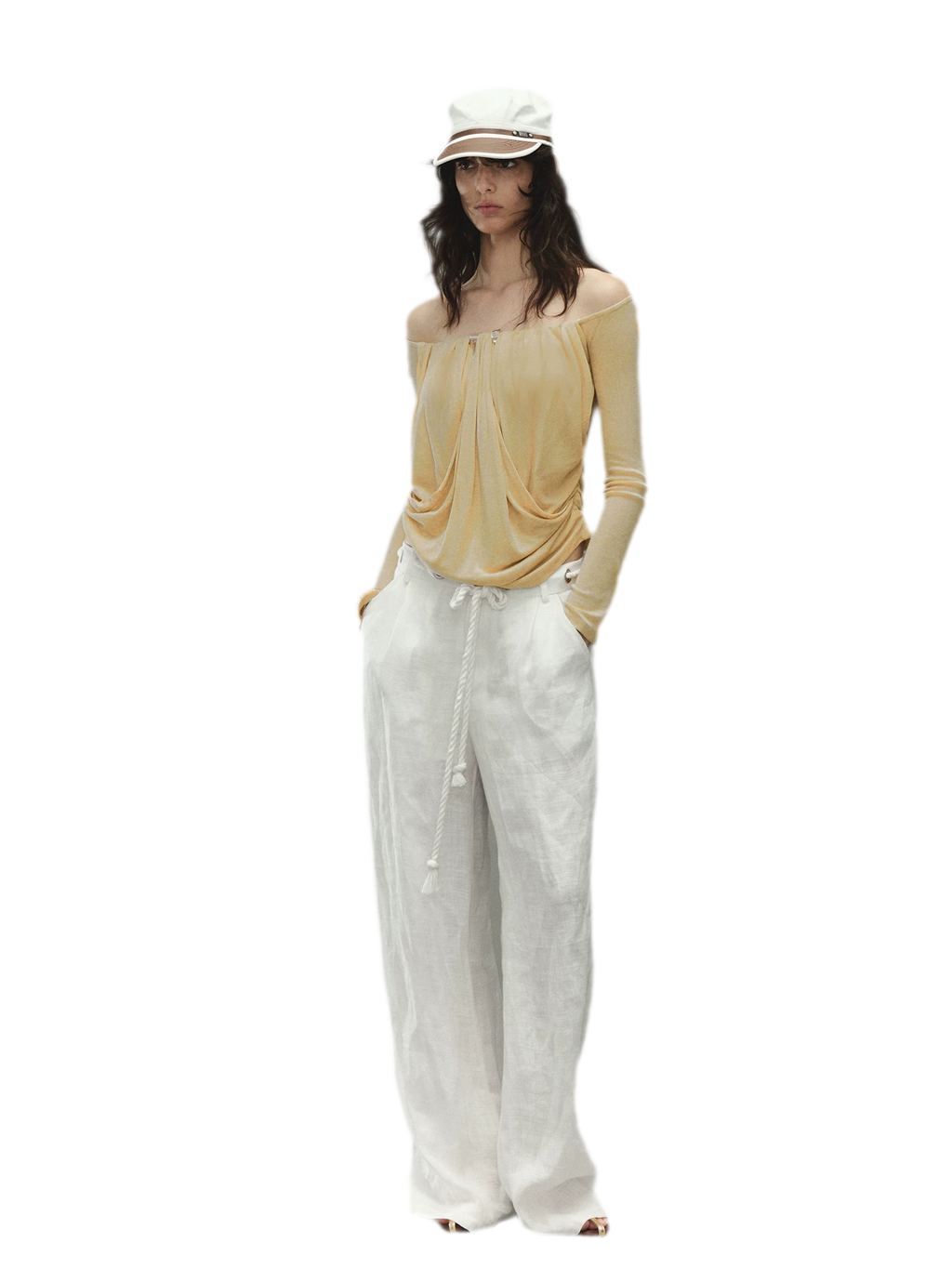 Relaxed Fit Linen Blend Wide-Leg Pants