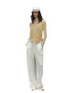 Relaxed Fit Linen Blend Wide-Leg Pants