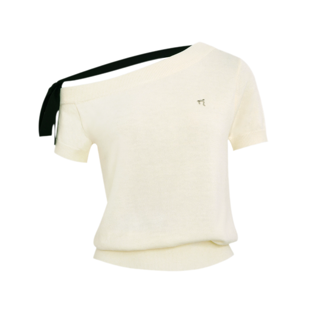 Wool Blend Bow Knit Tee