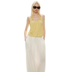 Modal Draped Halter Top with Pearl Neckline