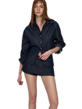 Tencel Linen Denim Shirt & Low-Waist Skirt