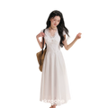 French Lace Puff Sleeve A-Line Dress