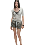 Lyocell Two-in-One Colorblock Mid-Sleeve T-Shirt