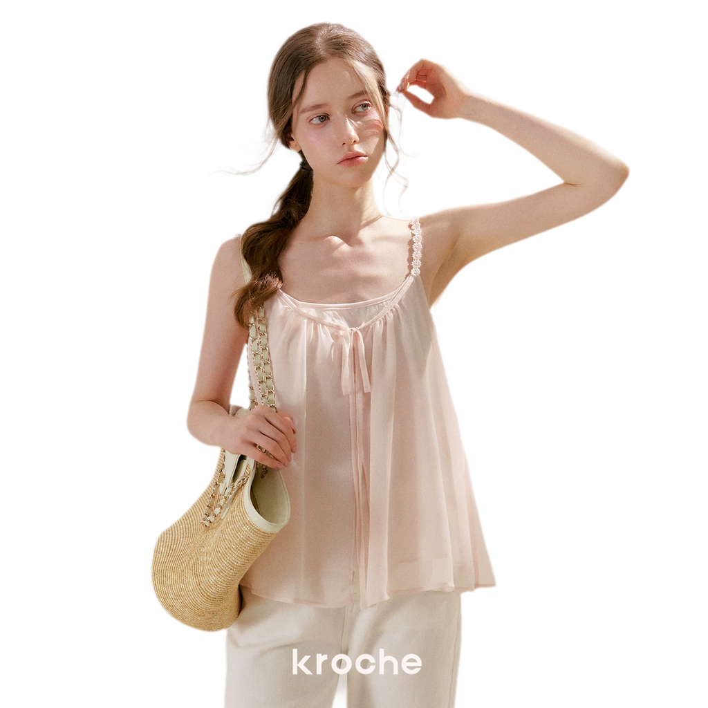 French Holiday Chiffon Top