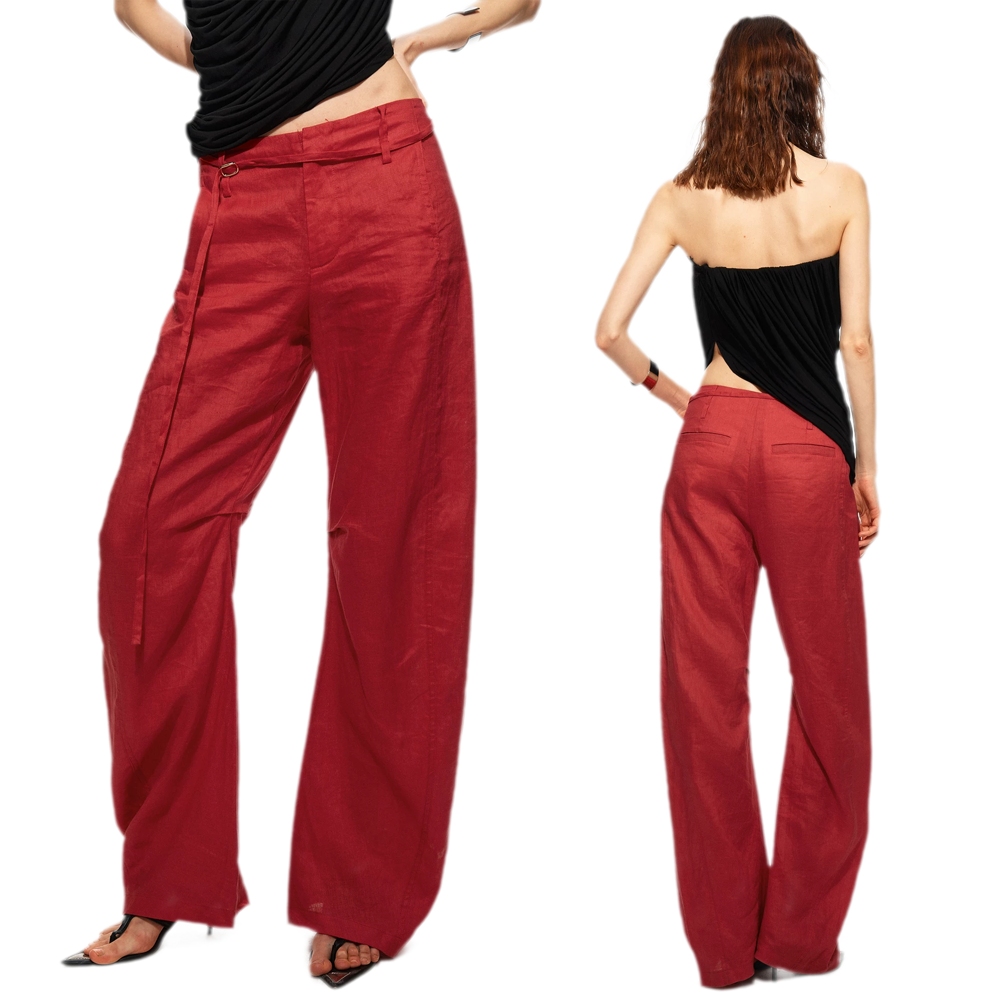 Linen Curved Wide Pants