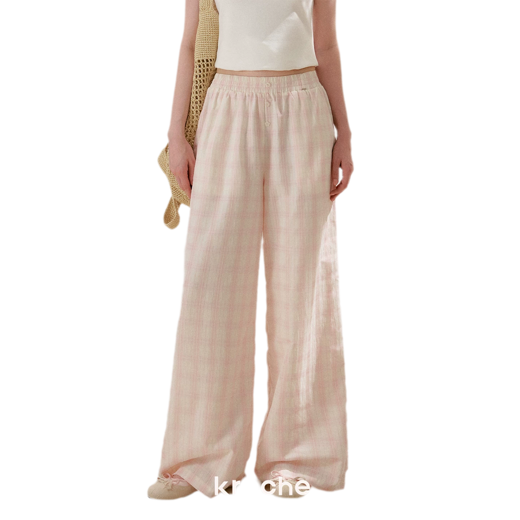 Checkered Wide-Leg Pants