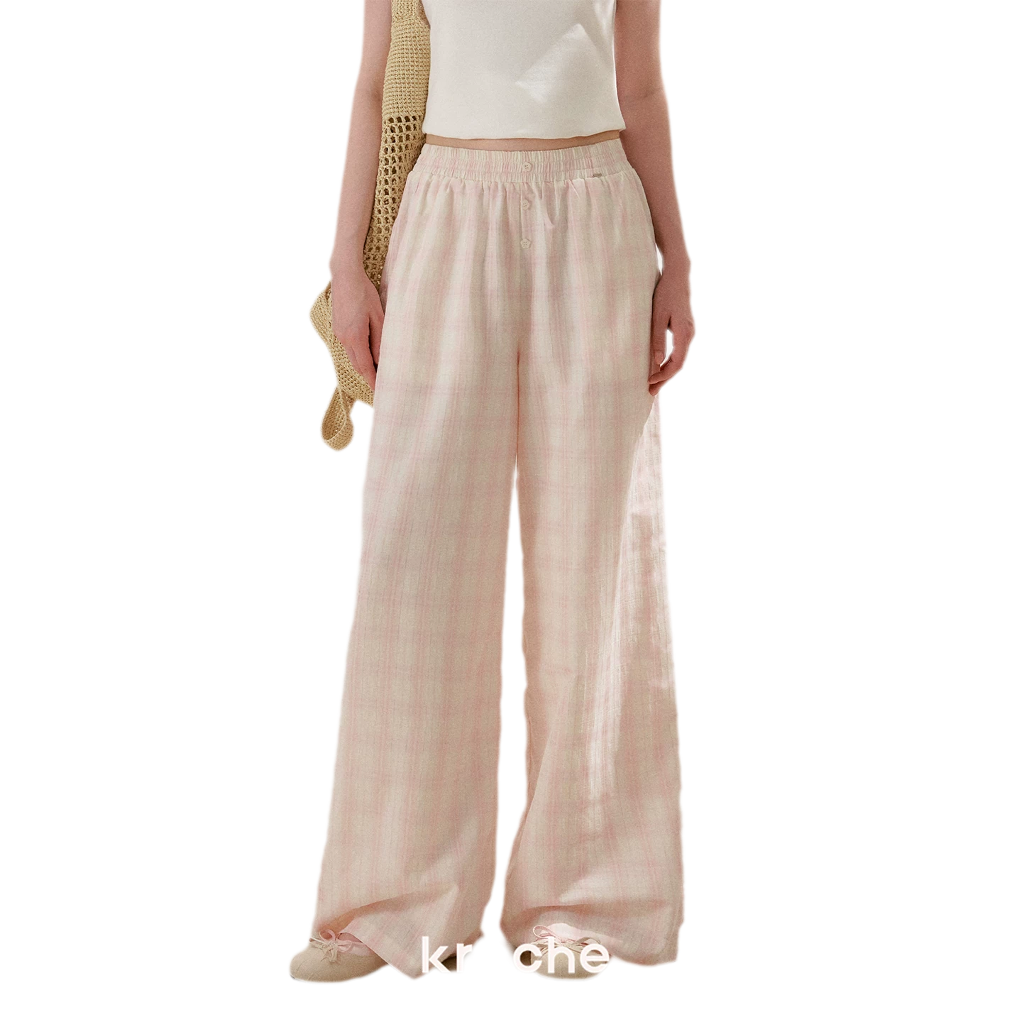 Checkered Wide-Leg Pants