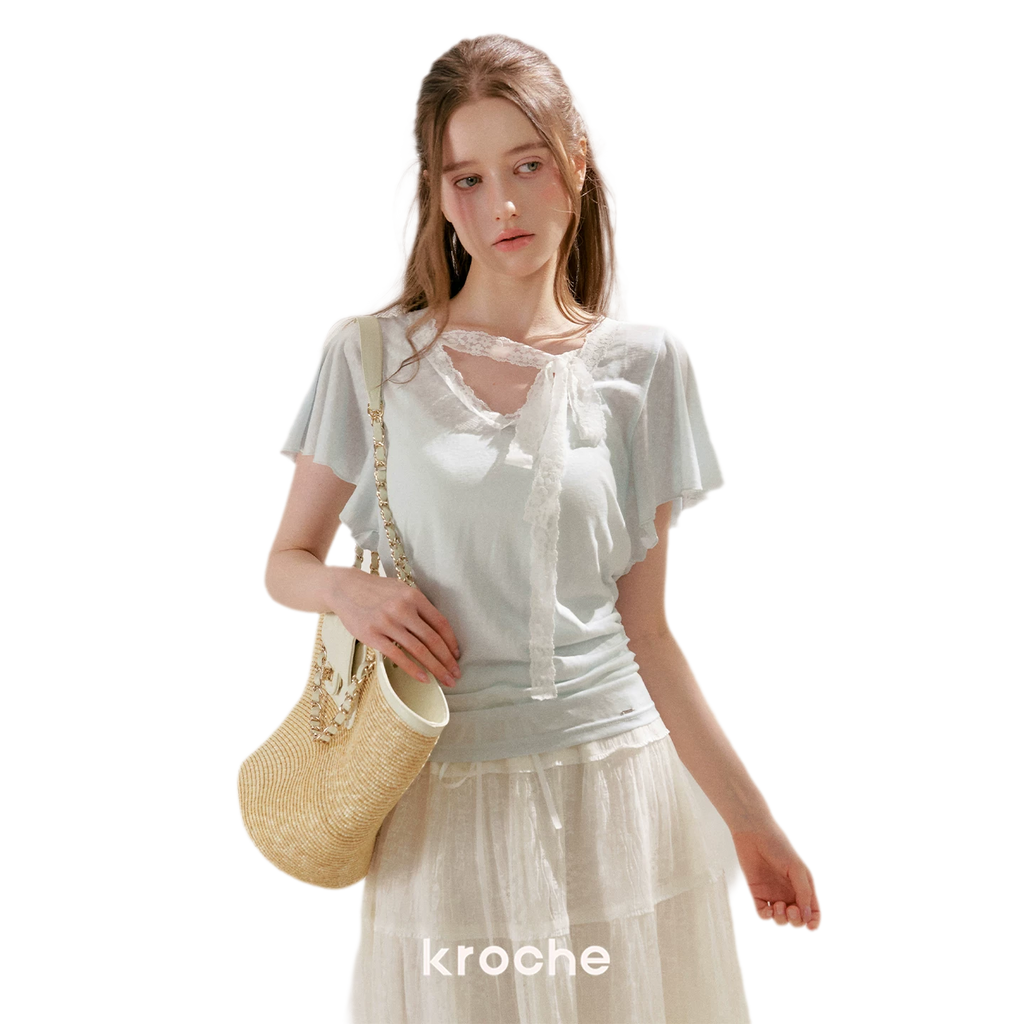 Snowflake Tencel Linen Lace T-shirt