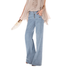 90s Vintage Washed Metal Button Wide-Leg Denim Pants