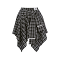 Asymmetric Lace Patchwork Plaid Skirt/Top