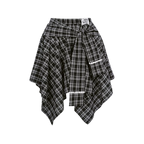 Asymmetric Lace Patchwork Plaid Skirt/Top