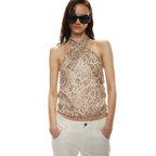 Sheer Matte Leopard Print Sleeveless Chiffon Top