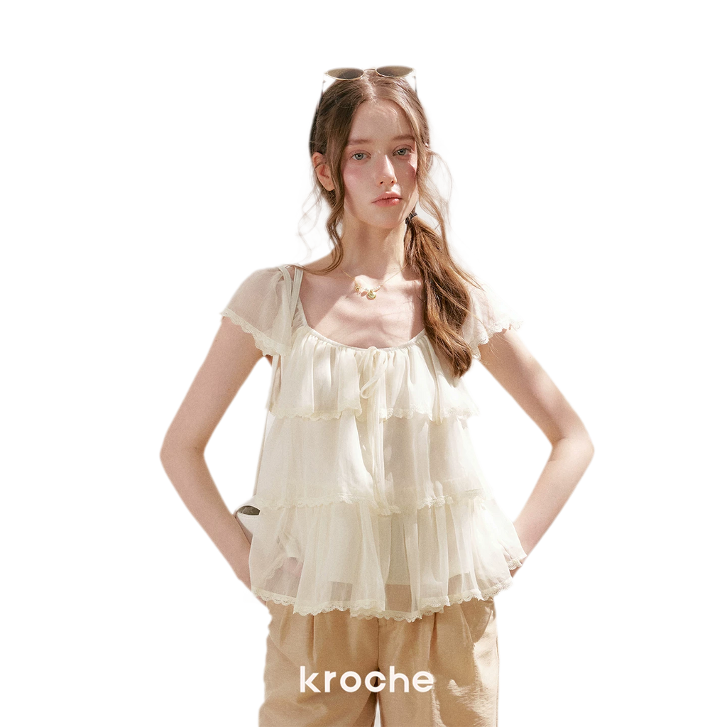 Tiered Ruffle Chiffon Blouse