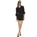 Linen Waist-Defined Shirt & Low-Rise Rolled Shorts Set