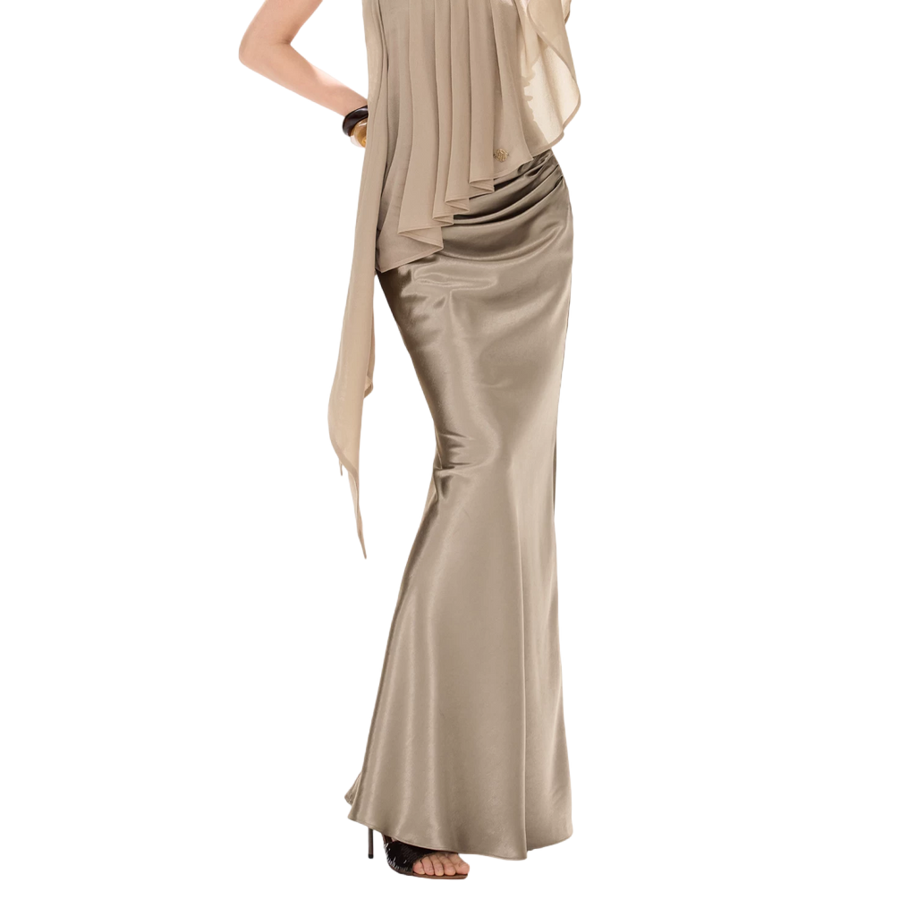 Amber Radiance Acetate Satin Mermaid Skirt