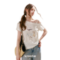 Tencel Lace Puppy Print T-Shirt