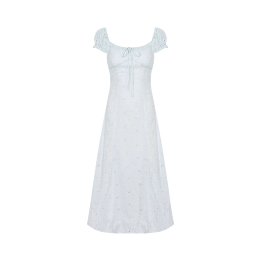 Embroidered A-Line Short Sleeve Dress