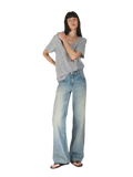 Vintage Straight Loose Fit Jeans with 3D Cat