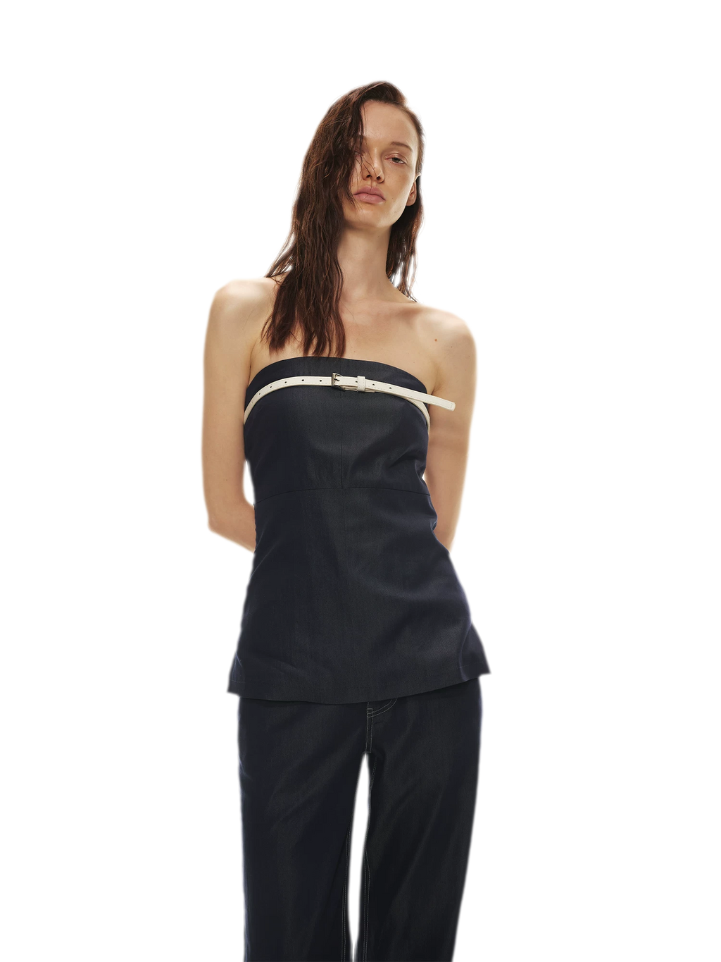 Soft Tencel Denim Fishtail Bustier Top & Pants