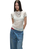 Sheer Wool Lace Paisley Short Sleeve T-shirt