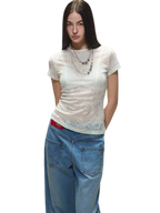 Sheer Wool Lace Paisley Short Sleeve T-shirt