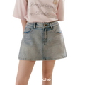 Shiny Denim A-line Skirt