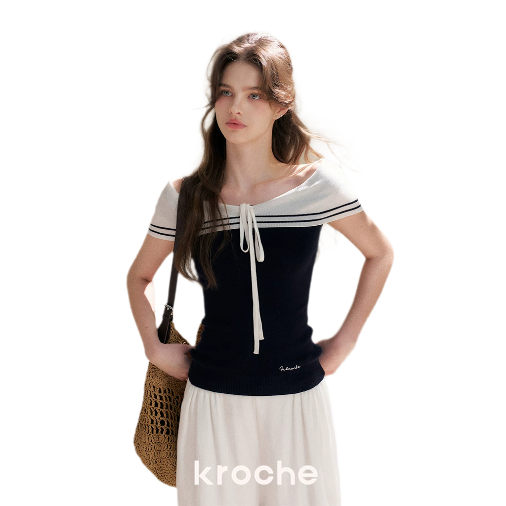 V-Neck Tie Knit Top