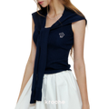 Soft Tencel Navy Shawl Tank