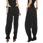 Tencel Linen Vintage Contrast Stitch Casual Pants