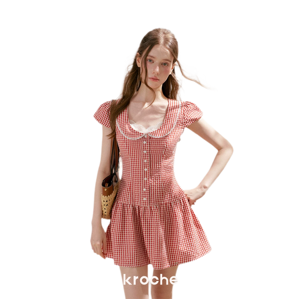 Lace Vintage Plaid Dress