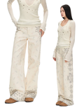 Vintage Paisley Print Relaxed Wide-Leg Pants