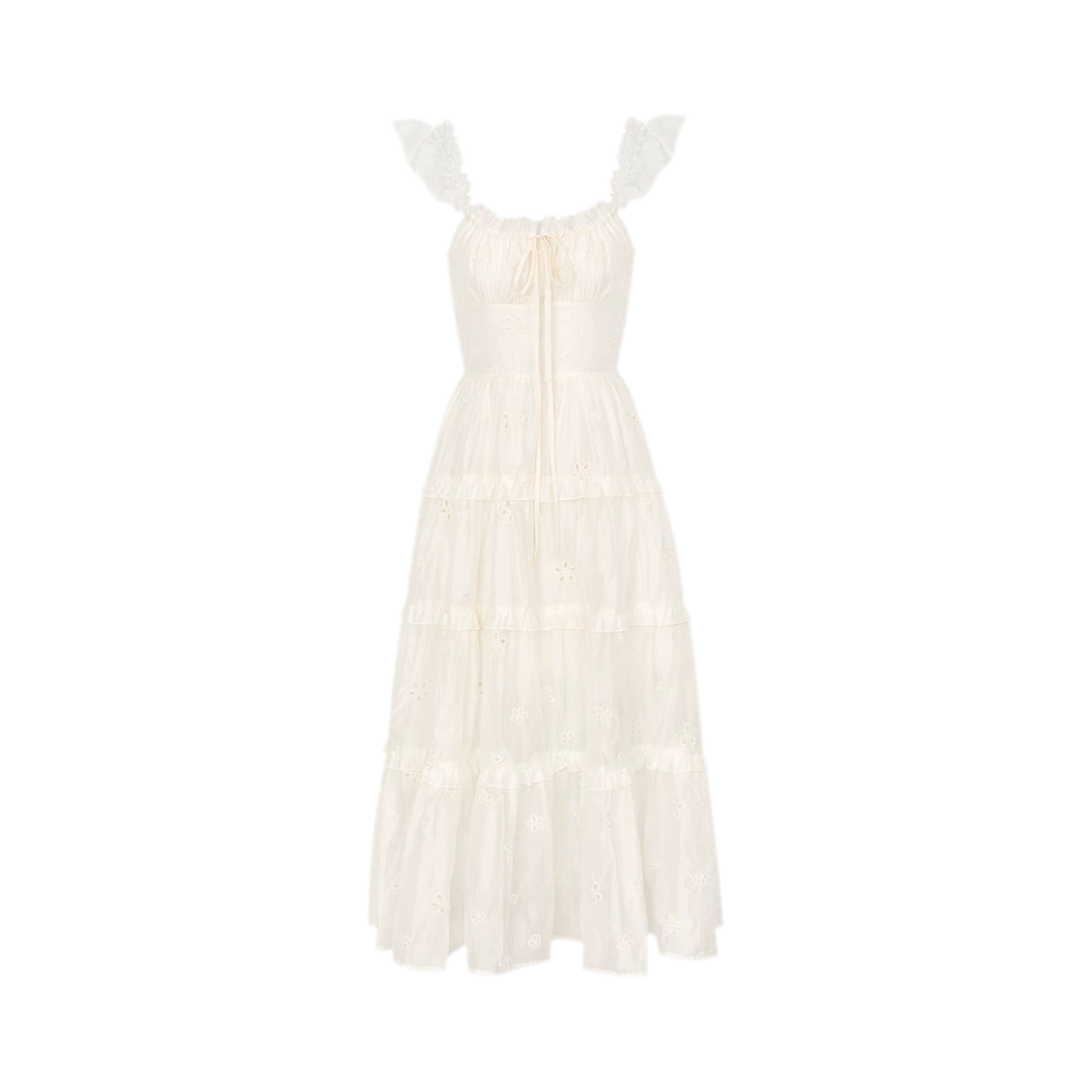 Embroidered Floral Tie-Waist Dress