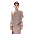 Elegant Asymmetric Chiffon Shawl Top with Built-in Bustier