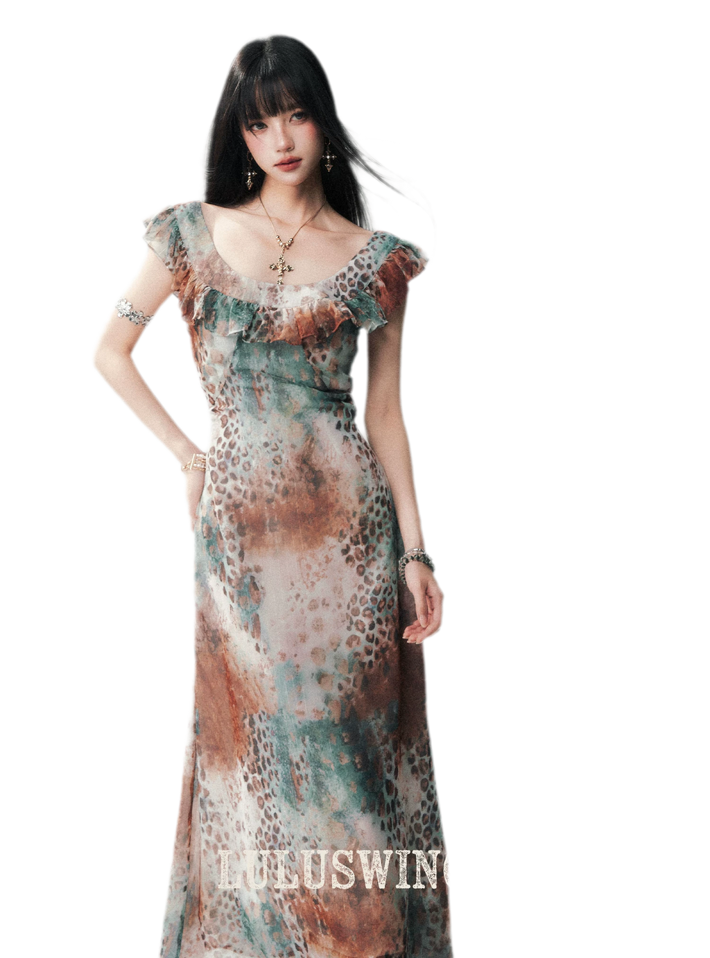 Sea Salt Leopard Chiffon Dress