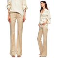 Lustrous Front-Slit Flare Pants