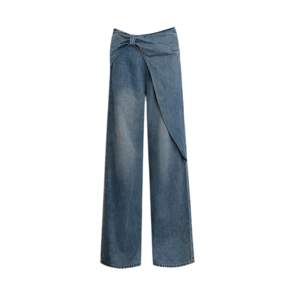 Soft Cotton Wide-Leg Jeans with Bow Detail