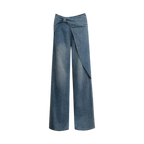 Soft Cotton Wide-Leg Jeans with Bow Detail