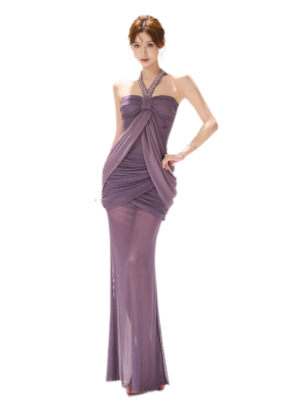 Mist Purple Mesh Fishtail Skirt