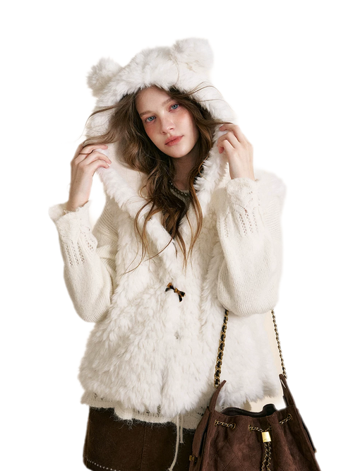 Bear Fleece Hooded Vest