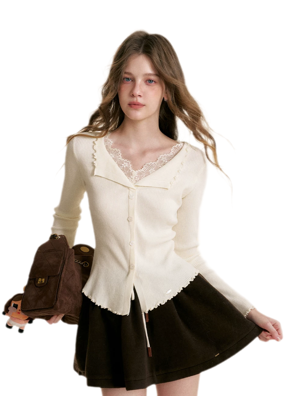 Lace Trim Knit Cardigan
