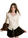 Lace Trim Knit Cardigan