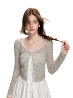 Alpaca Trim Cropped Cardigan