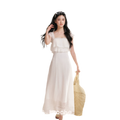Lace Ruffle Waist Long Dress