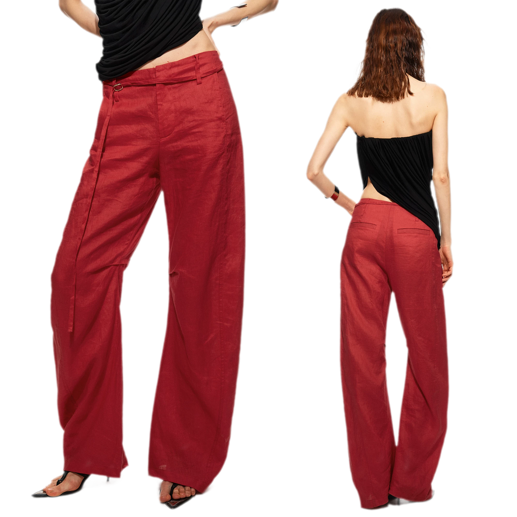 Linen Tencel Curved Pants