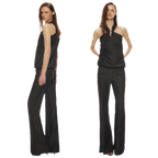 Tencel Hollow Halter Top & Flared Pants Set