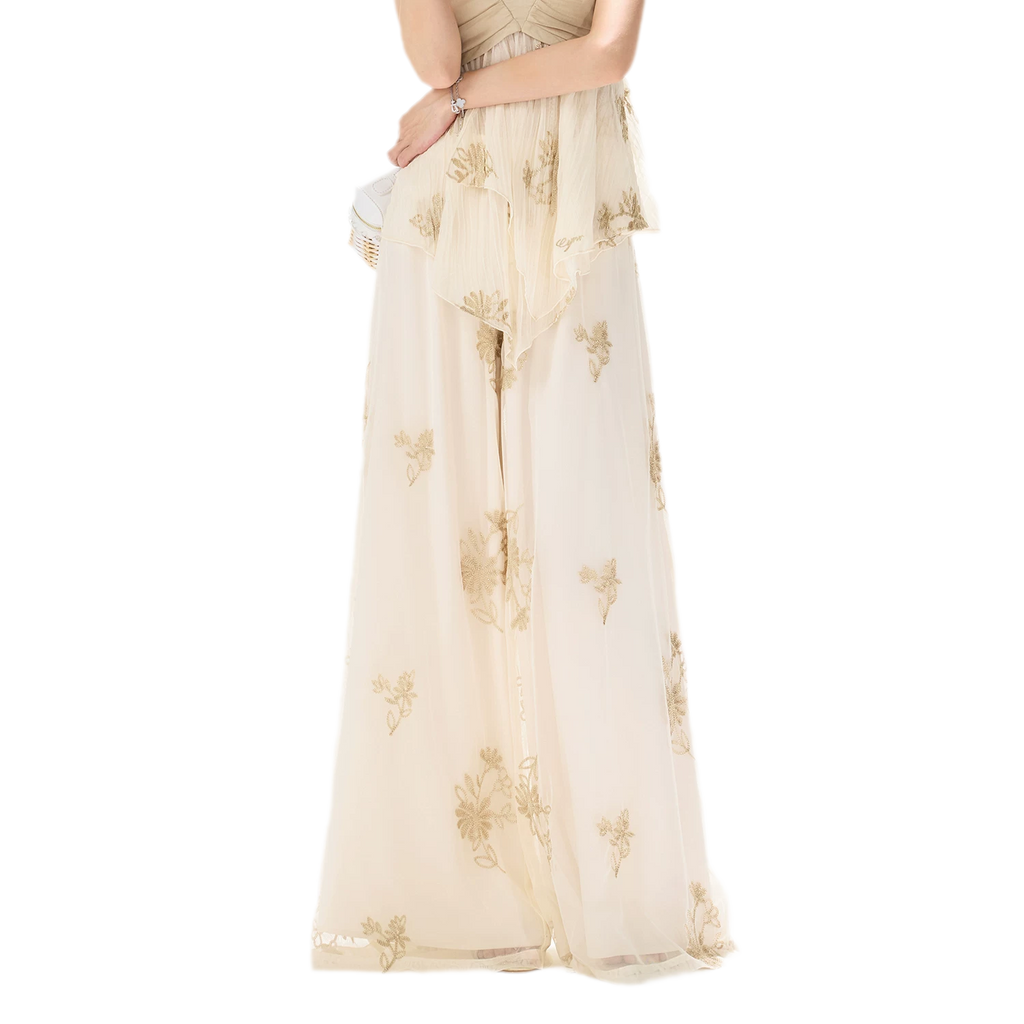 Embroidered Chiffon Halter Set