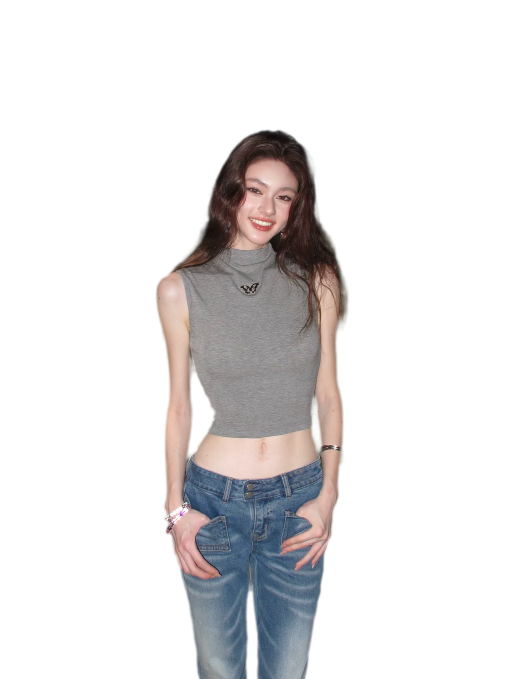 Sleeveless High Neck Tee